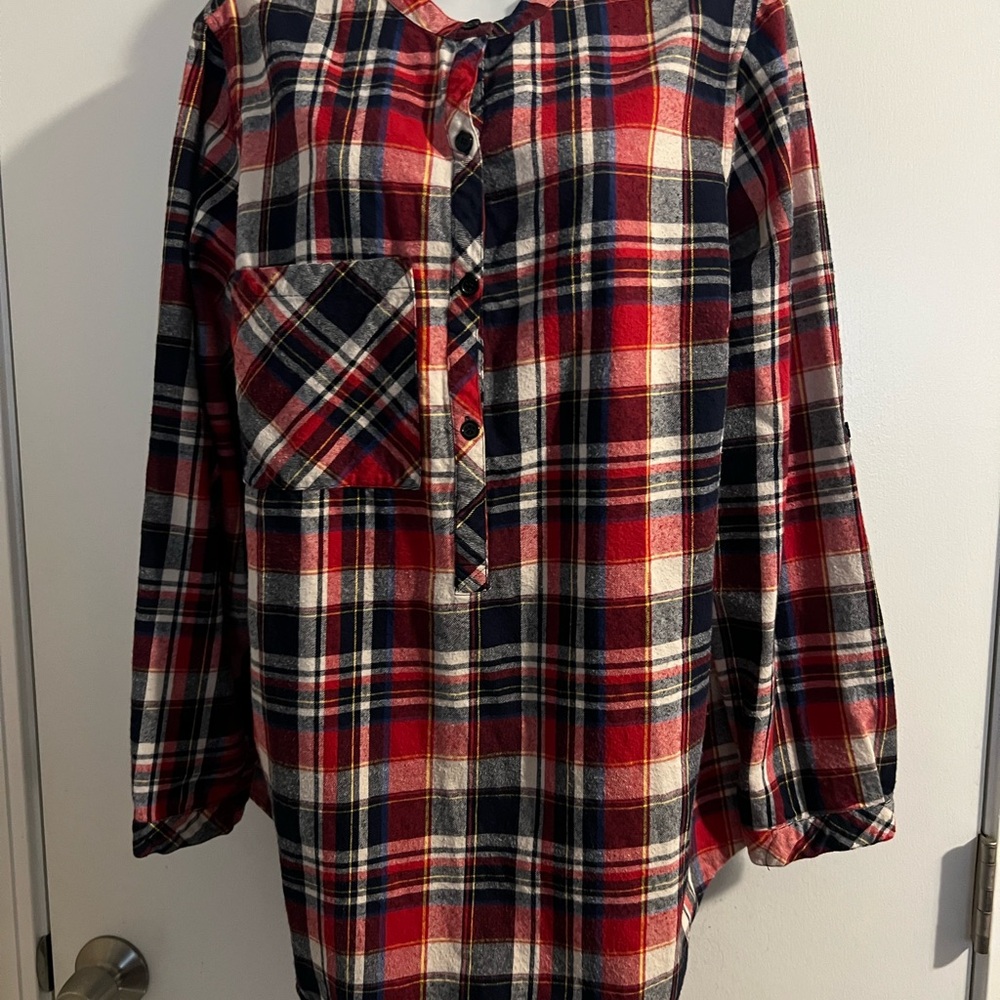 JustFab Red and Blue Plaid Shirt 2X